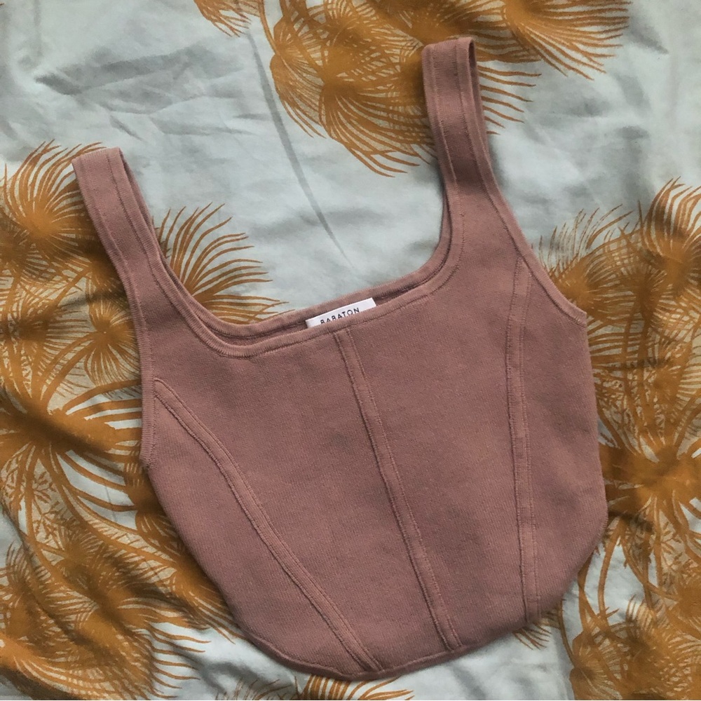 Babaton squareneck knit bustier tank Toasty S
